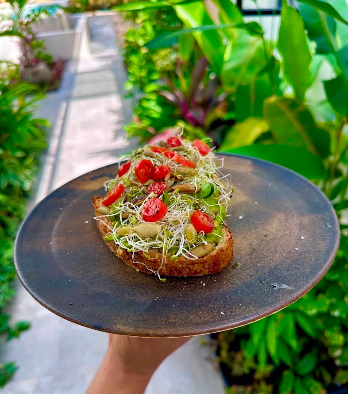 Tostada de germinado de Migrante Café